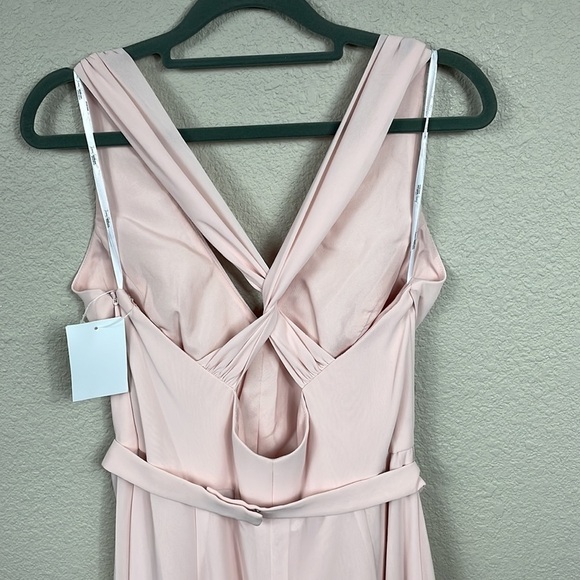 NWT Jenny Packham Chiffon Maxi Dress Gown Bridesmaid Twist Back JP1002 Blush 8 - Picture 6 of 13